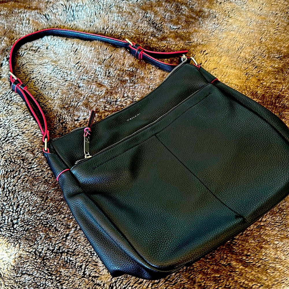 Tahari Black and Red Shoulder Bag